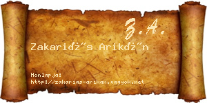 Zakariás Arikán névjegykártya